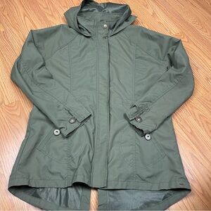 O'Neill Women’s Mid-Length Hooded Rain Parka Jacket in Sage Green